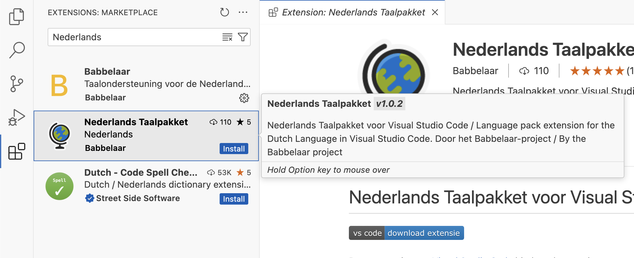 Nederlands Taalpakket opgezocht